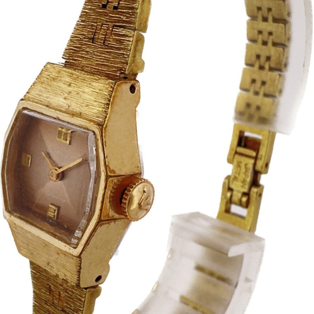 Vintage Wittnauer Bark Style Ladies Mechanical Wristwatch 5K w Hour Glass Dial - Picture 5 of 10
